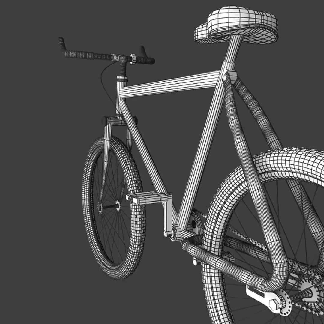 Fixed Gear Bicycle Low-poly 3D model_10