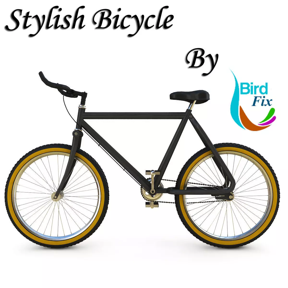 Fixed Gear Bicycle Low-poly 3D model_0