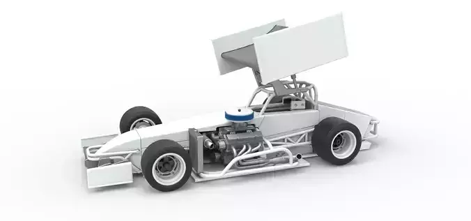 Supermodified front engine Winged race car V4 Scale 1 to 25