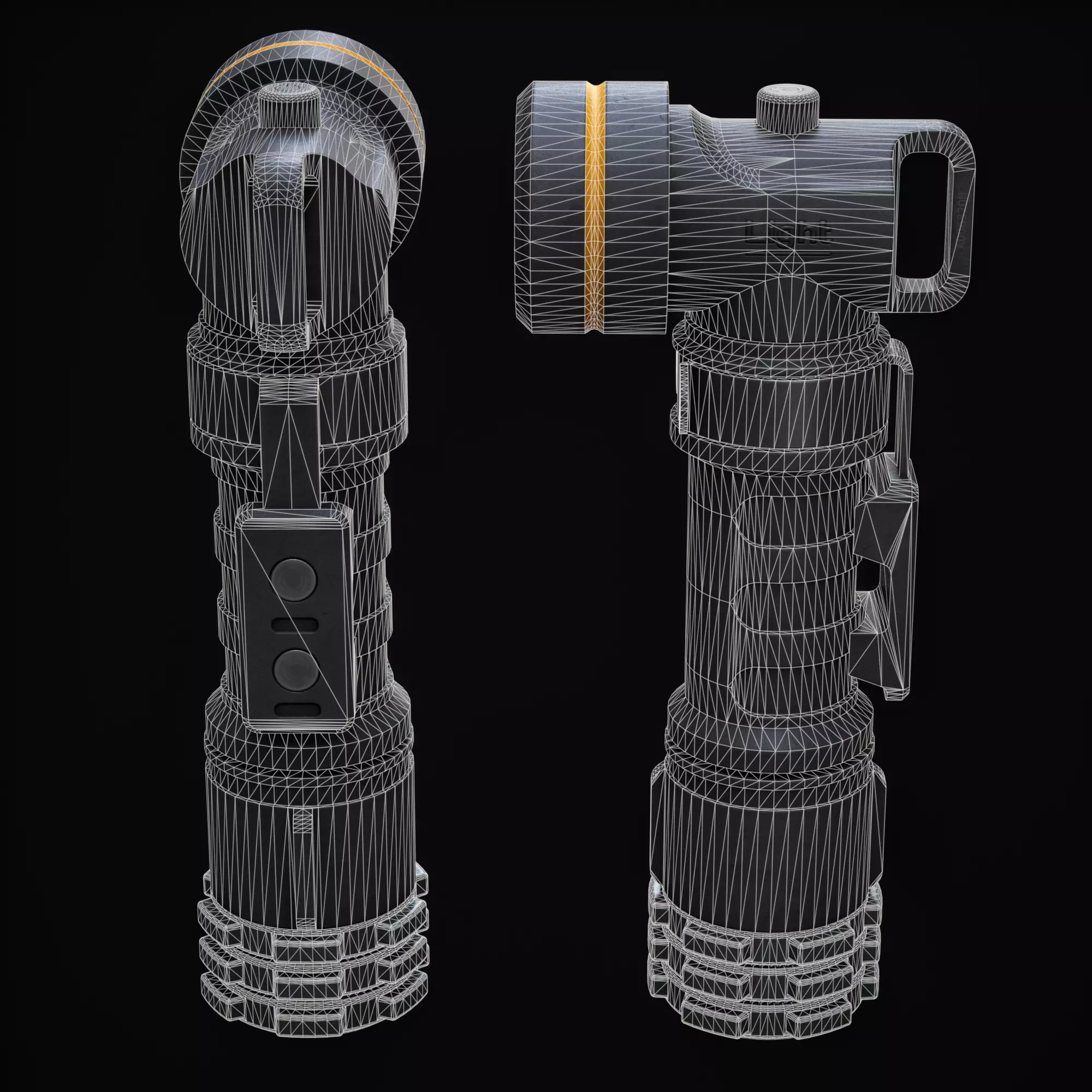 Torch Light Low-poly 3D model_8