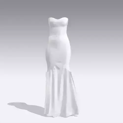 dress scallop skirt detail heart heckline dress belt detail look Low-poly 3D model