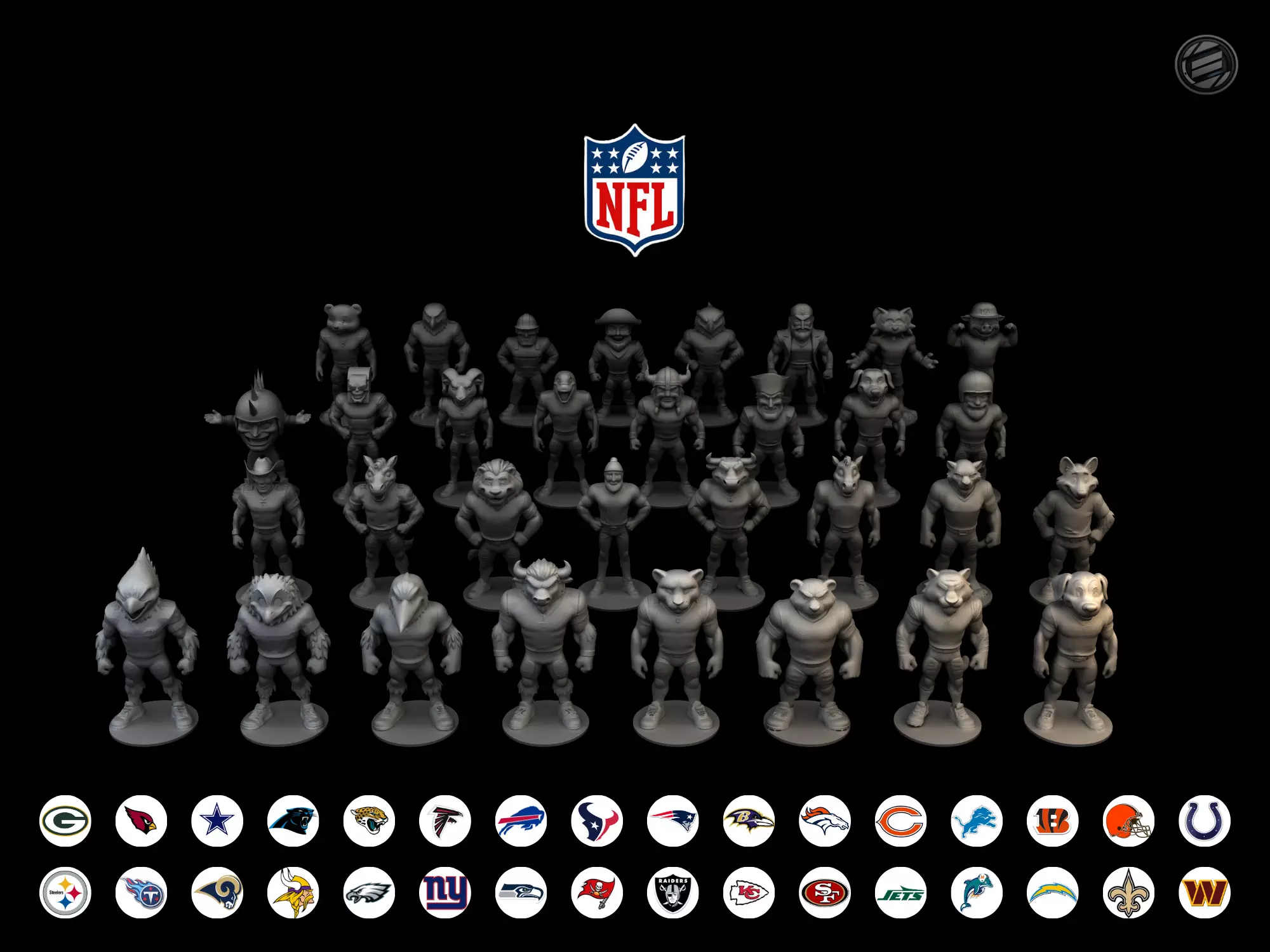 Miniaturas - NFL Team Mascots 3D print model