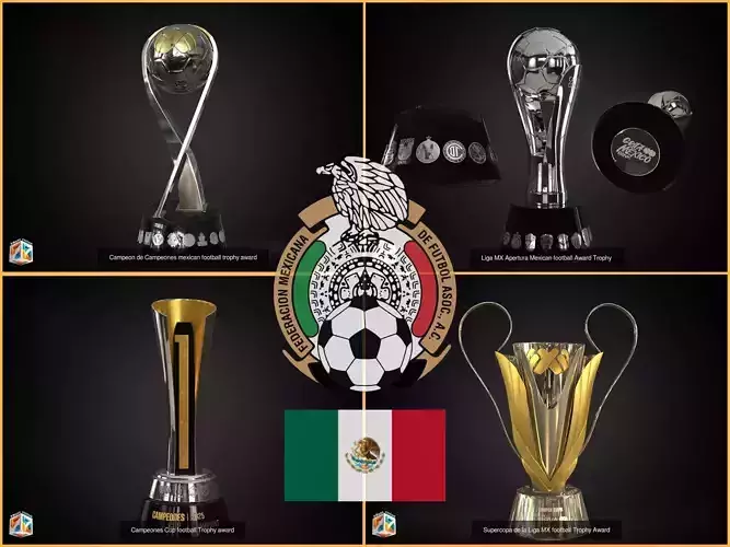 Trofeos de Futbol Mexicano - Mexican football trophies 3D Model Collection