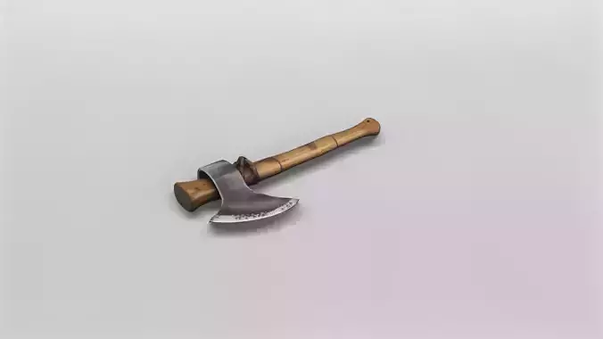 Rustic Wood and Metal Hatchet 3D Model