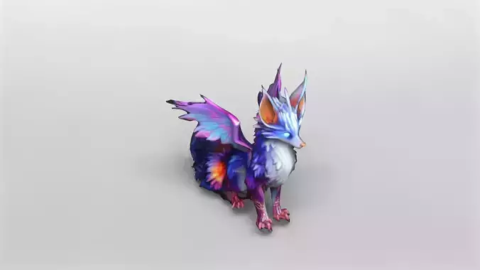 Mystical Neon Fox 3D Model