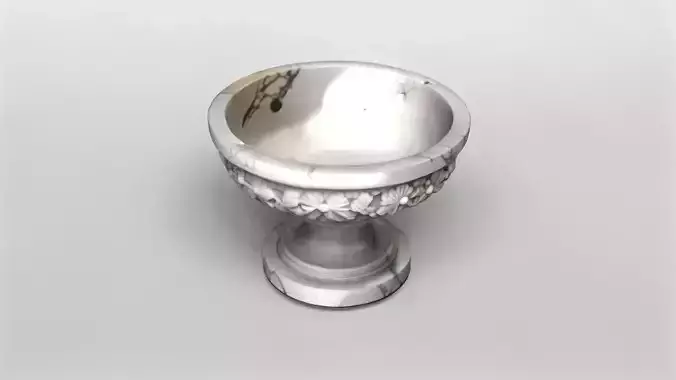 Ornate Marble Floral Pedestal Bowl