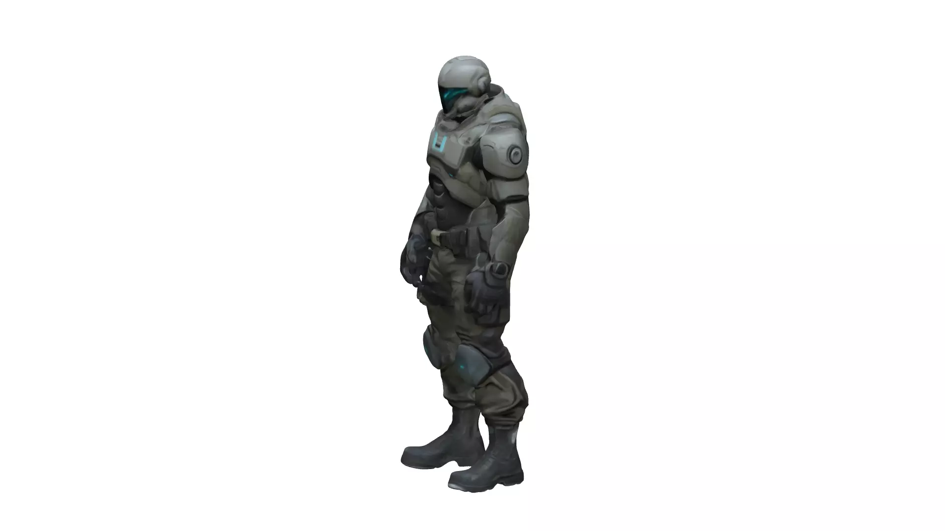 Futuristic Armored Soldier with Tactical Gear 3D model_6