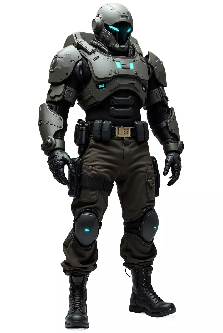 Futuristic Armored Soldier with Tactical Gear 3D model_0