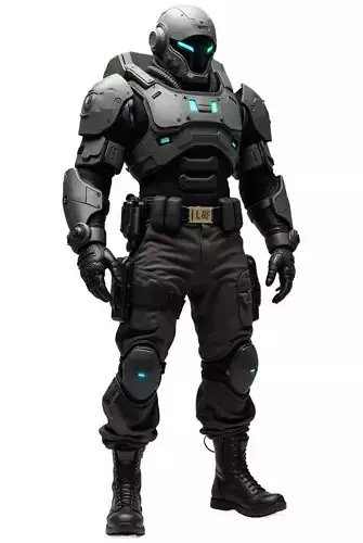 Futuristic Armored Soldier with Tactical Gear