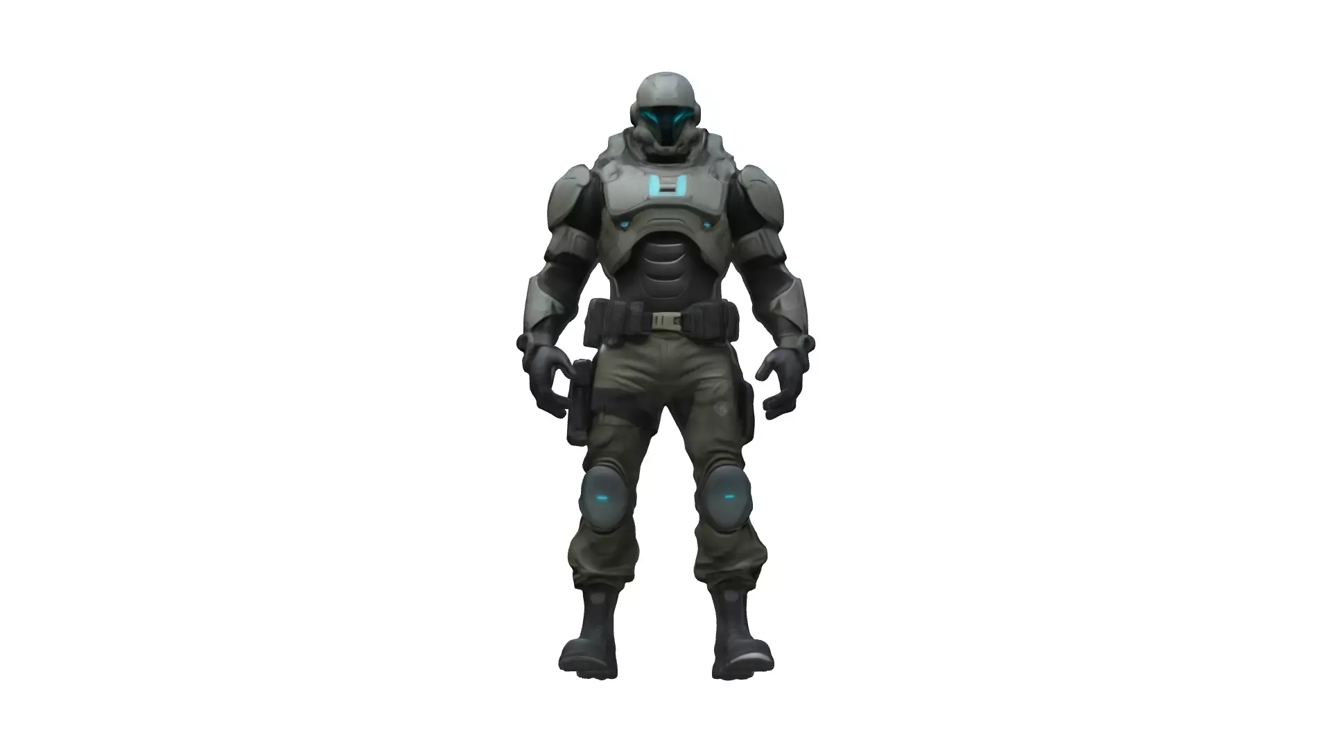 Futuristic Armored Soldier with Tactical Gear 3D model_1