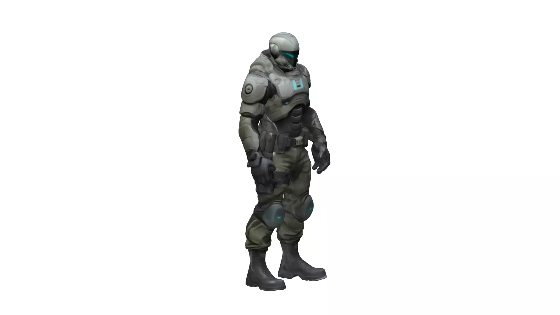 Futuristic Armored Soldier with Tactical Gear 3D model_3