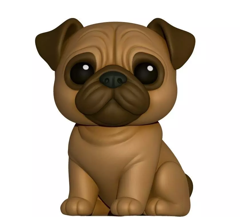 Cute Pug Kawai Free 3D print model