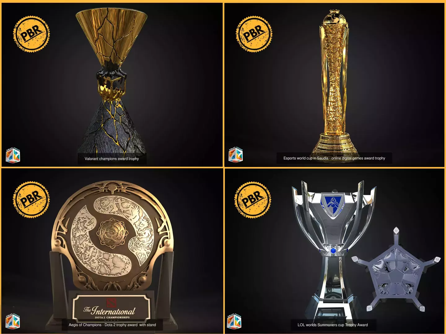 Egames Esports digital trophies bundle 3D Model Collection_0
