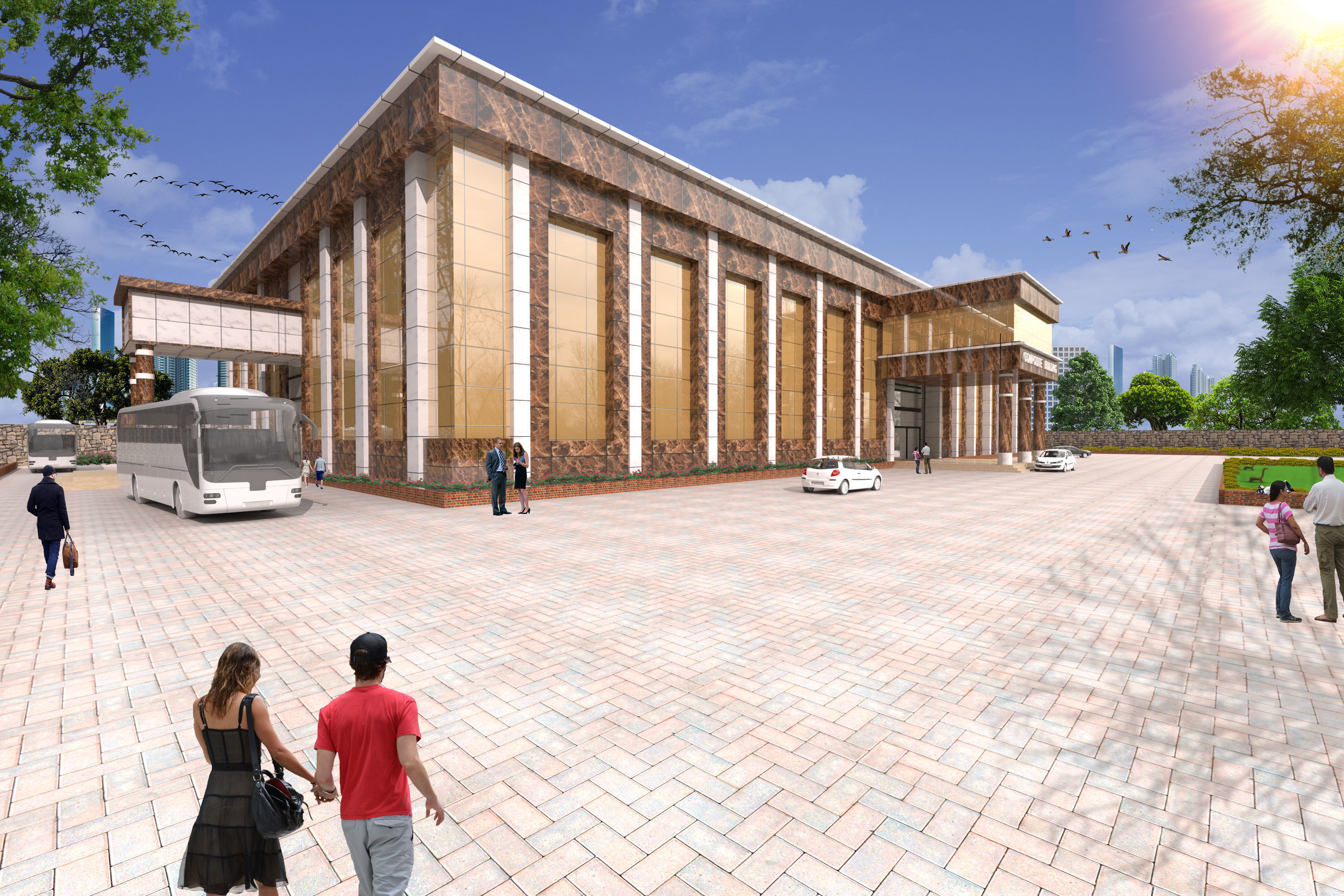 acp building Low-poly 3D model_1