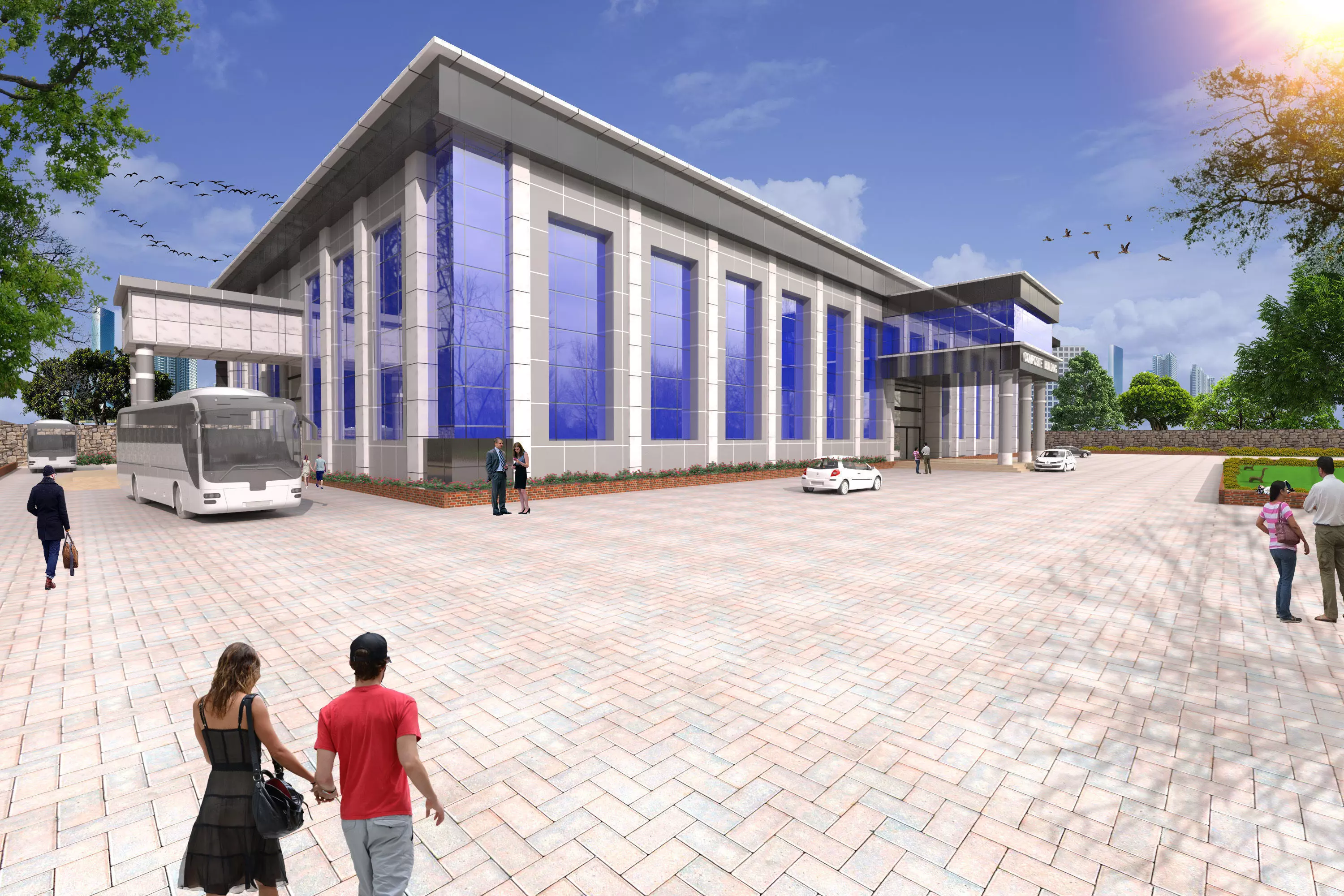 acp building Low-poly 3D model_0