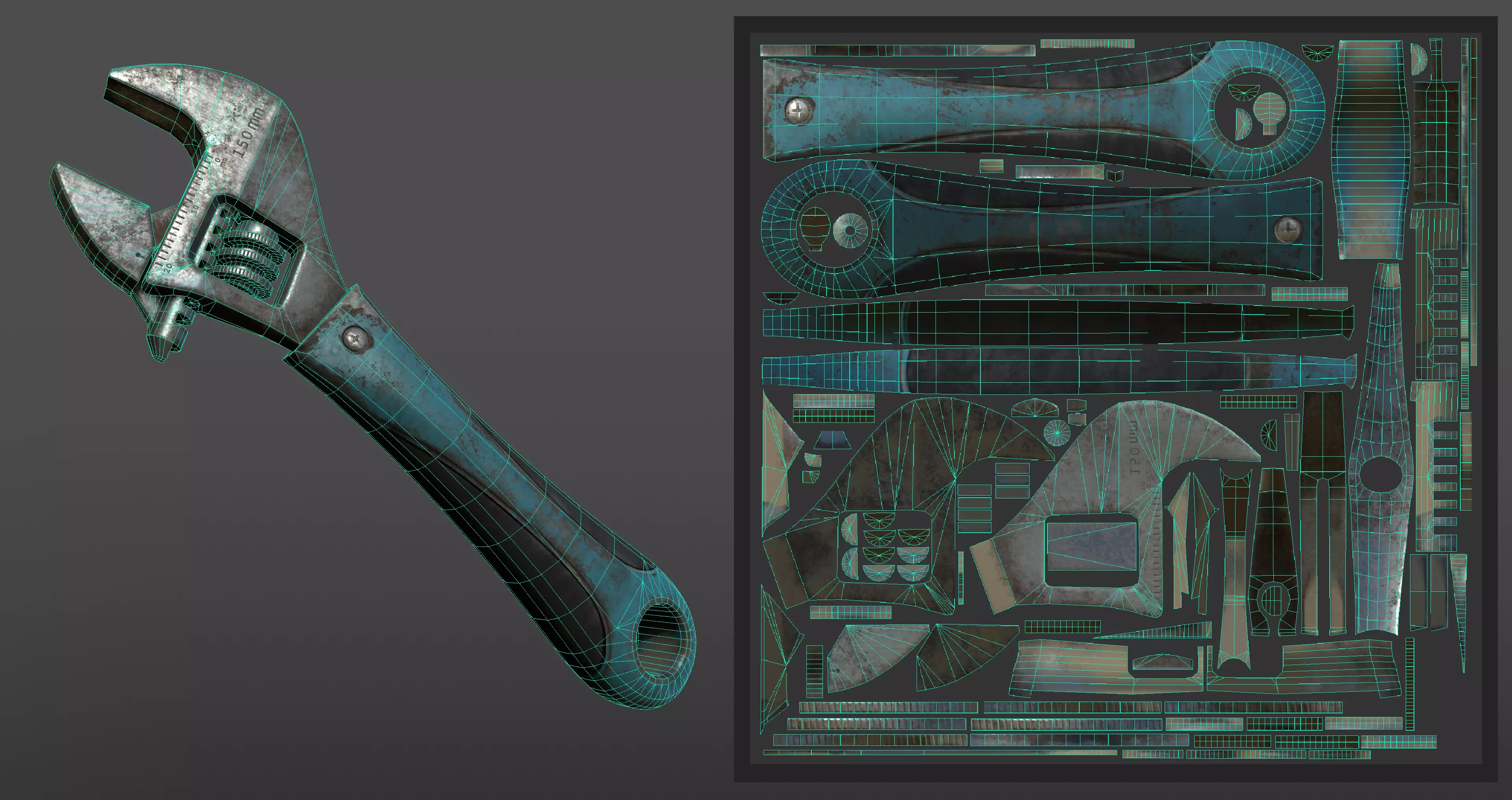 Photorealistic Low Poly Wrench Tool 3D Model Low-poly 3D model_7