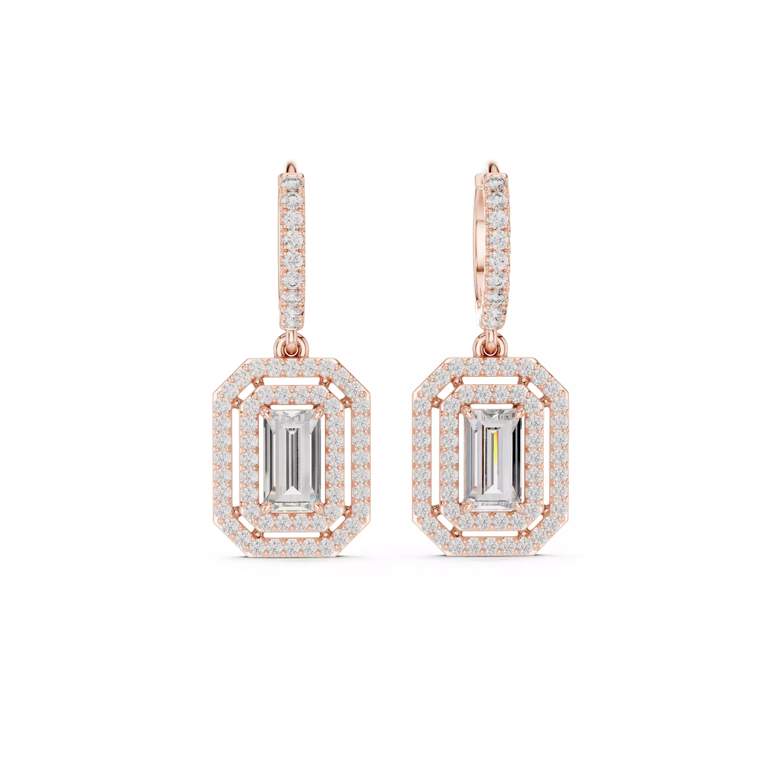 Diamond Hoop Drops Earrings 3dm stl renders animation videos 3D print model