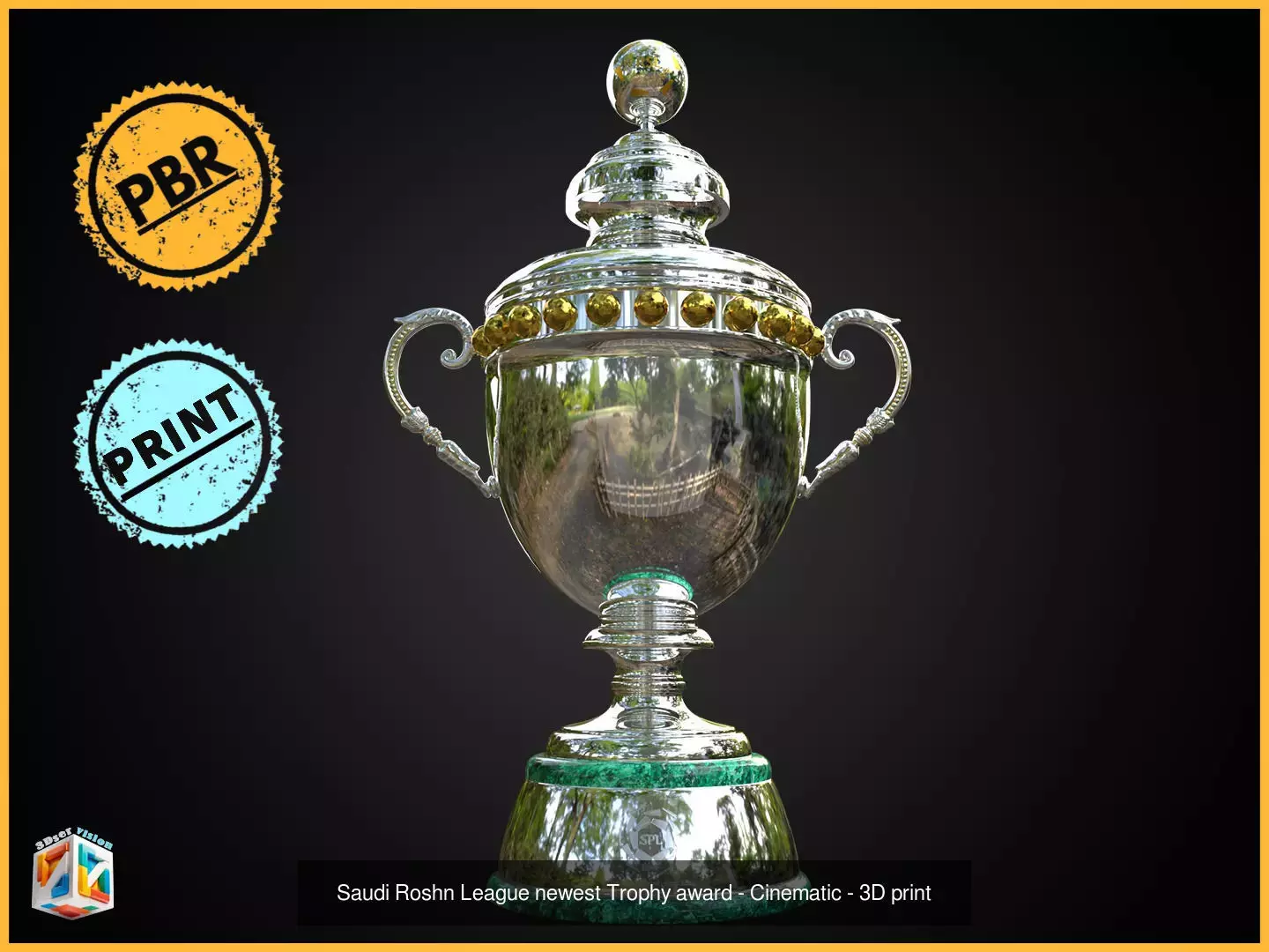 Saudi Football Trophies Bundle 3D Model Collection_3