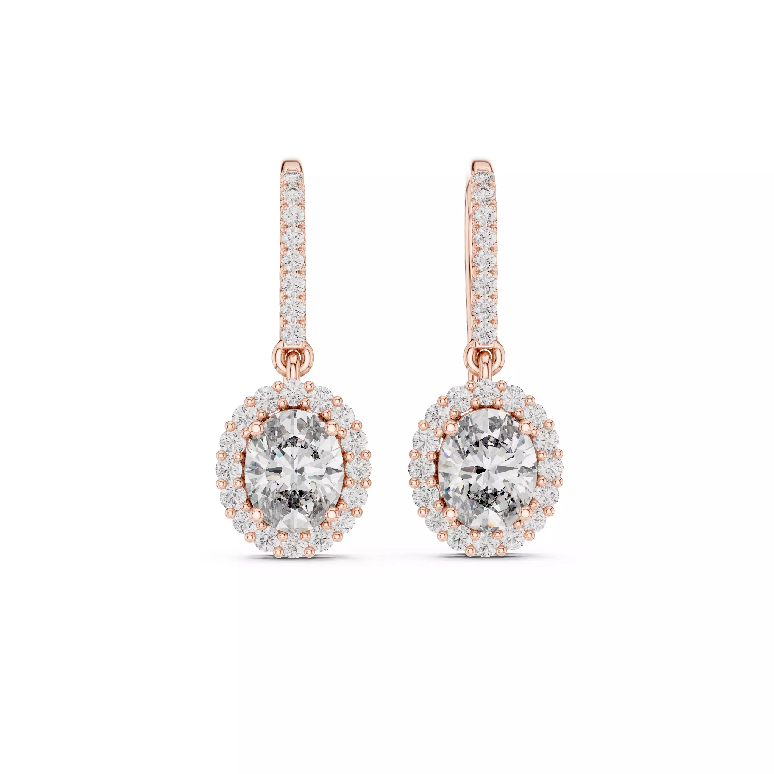 Diamond Hoop Drops Earrings 3dm stl renders animation videos 3D print model