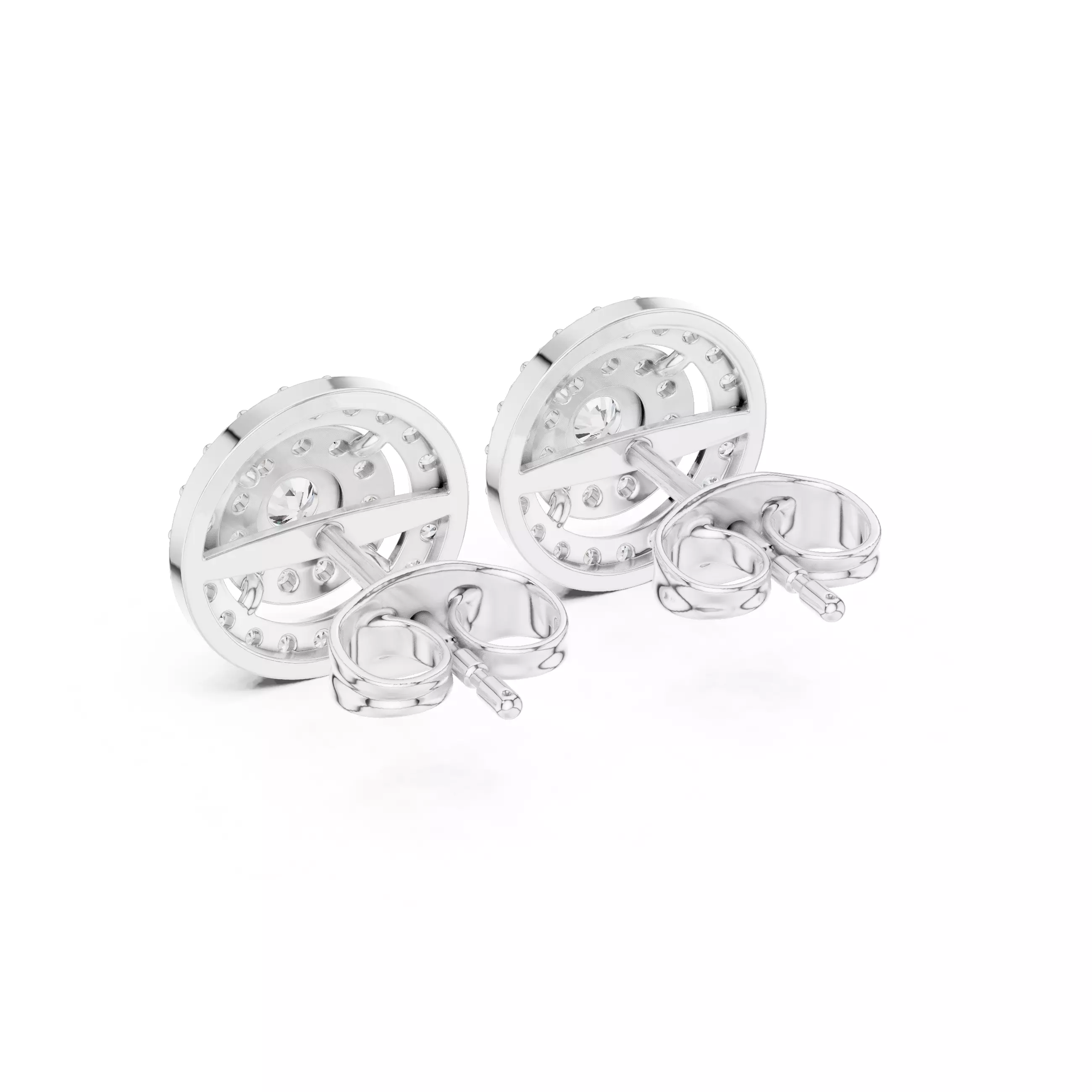 Diamond Studs Earrings 3dm stl renders 360 Animation Video 3D print model_4