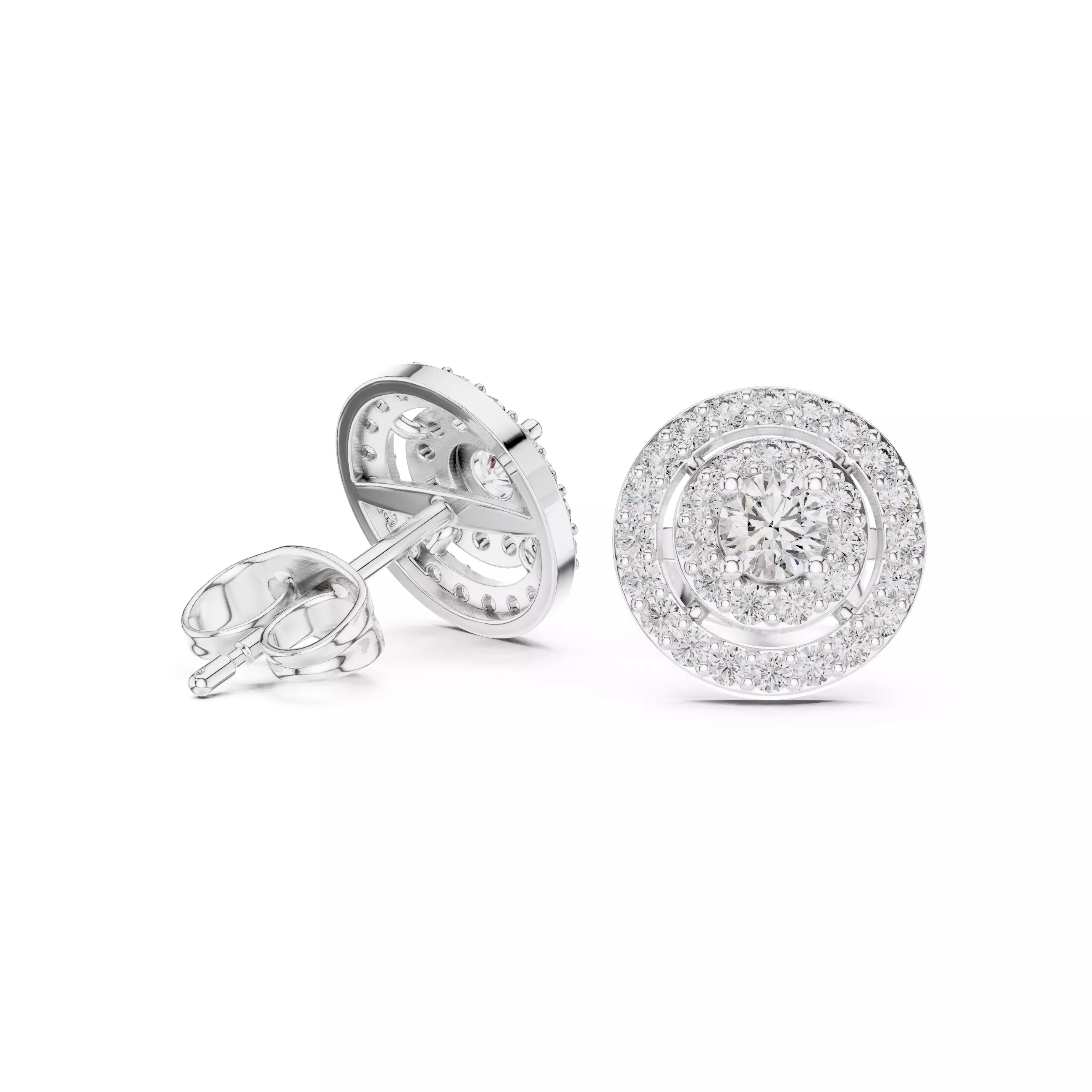 Diamond Studs Earrings 3dm stl renders 360 Animation Video 3D print model_10