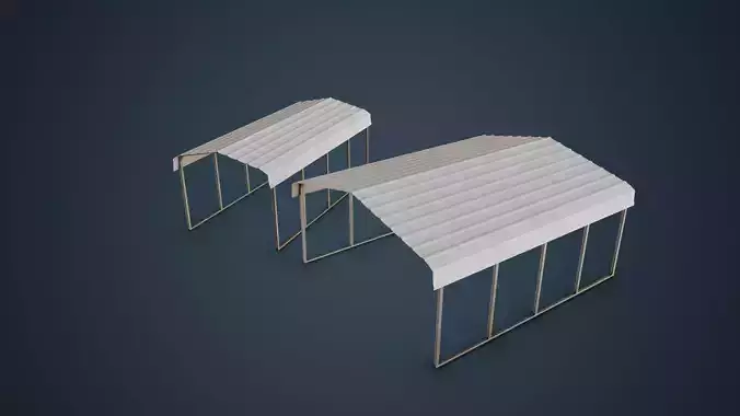 Carports Low-poly 3D model 2