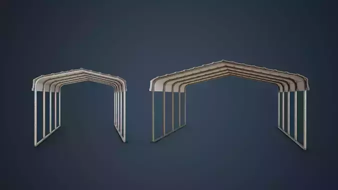 Carports Low-poly 3D model 3