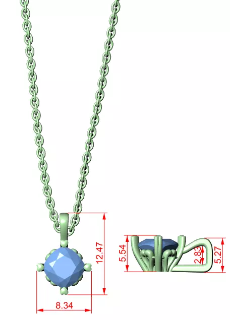 Solitaire Pendant 3dm stl renders Animation Videos Details 3D print model_1