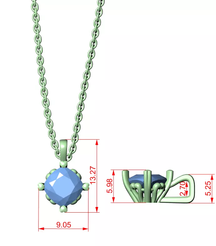 Solitaire Pendant 3dm stl renders Animation Videos Details  3D print model_1
