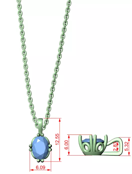 Oval Mono Solitaire Pendant 3dm stl renders Animation Videos 3D print model_1