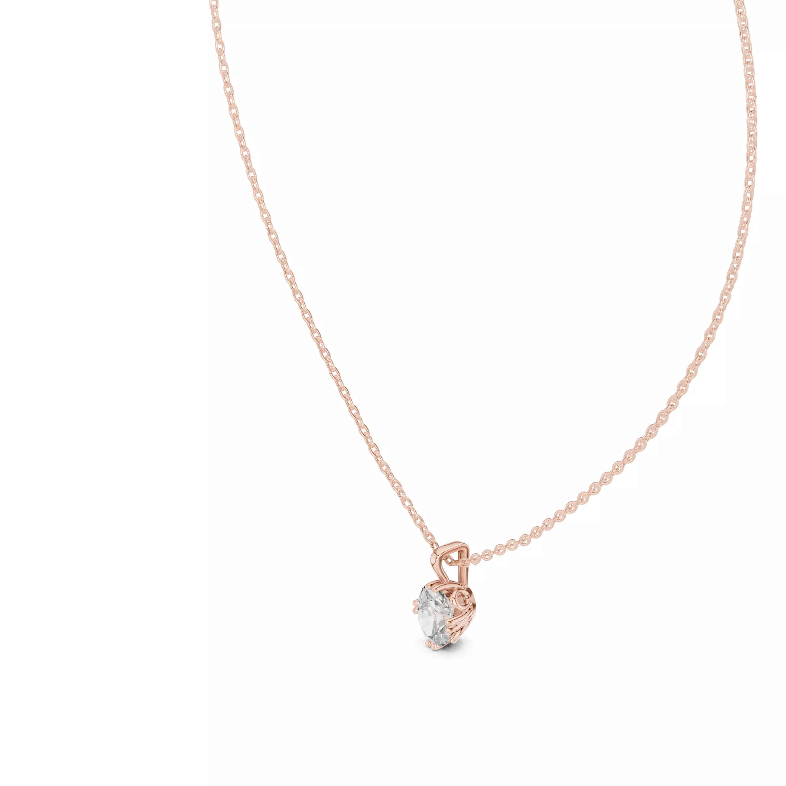 Oval Mono Solitaire Pendant 3dm stl renders Animation Videos 3D print model_3