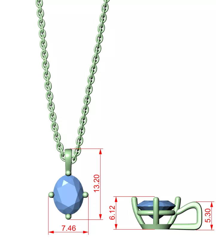 Oval Mono Solitaire Pendant 3dm stl renders Animation Videos 3D print model_1