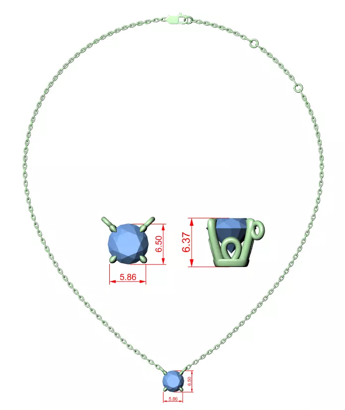 Round Solitaire Pendant 3dm stl renders Animation Videos Details 3D print model_1