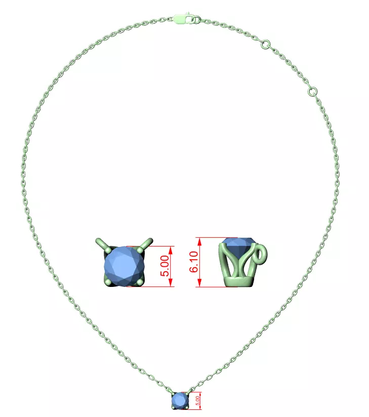 Solitaire Pendant 3dm stl renders Animation Videos Details 3D print model_1