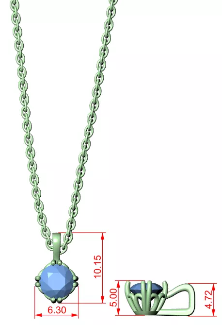 Solitaire Pendant 3dm stl renders Animation Videos Details 3D print model_1