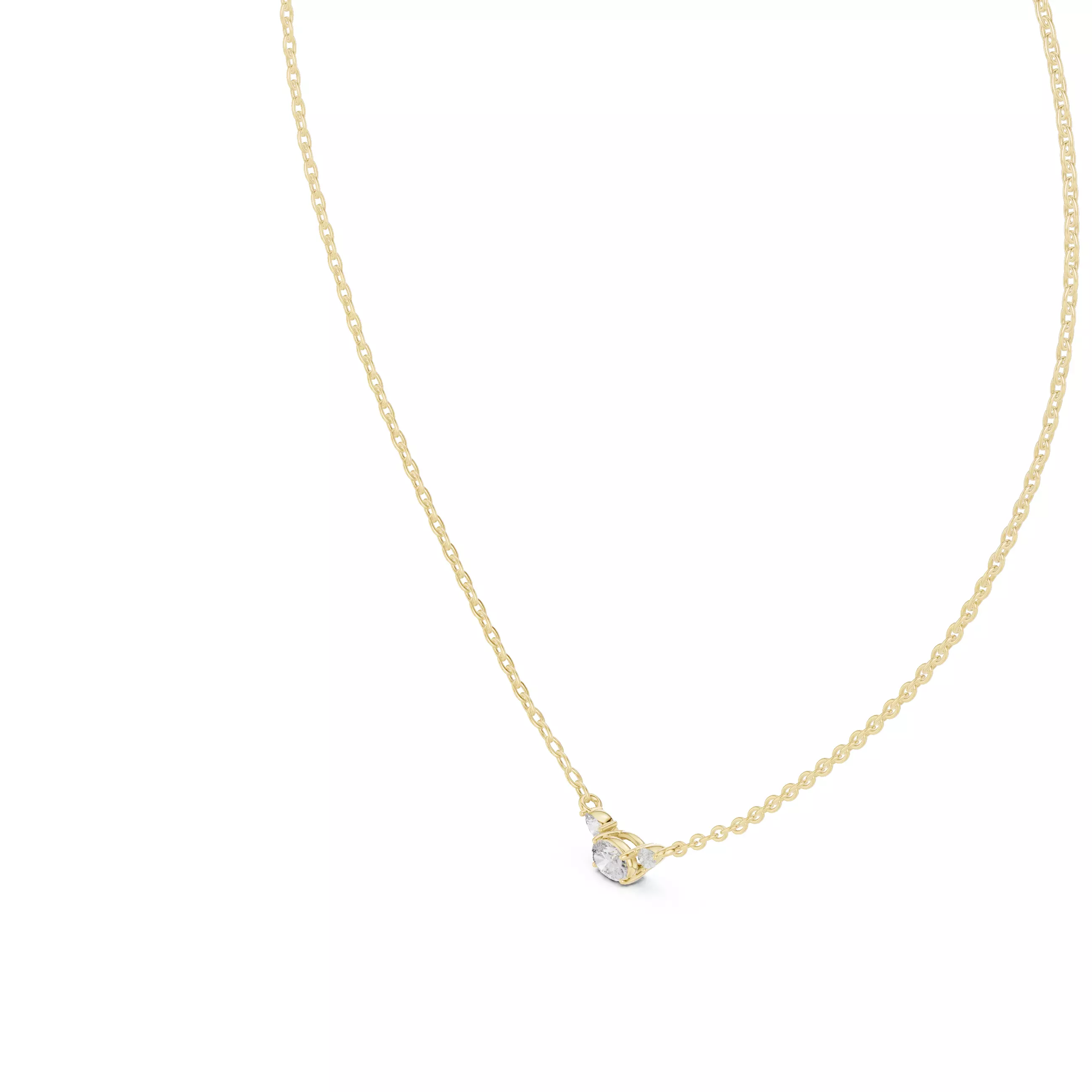 Marquise Round Trio Solitaire Pendant 3dm stl renders Animation 3D print model_11