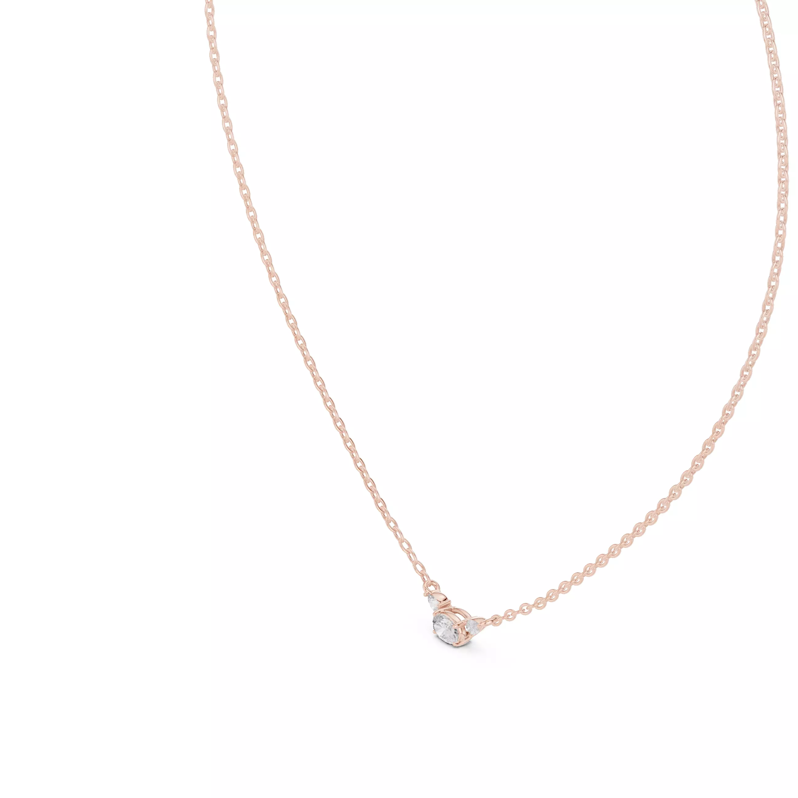 Marquise Round Trio Solitaire Pendant 3dm stl renders Animation 3D print model_3
