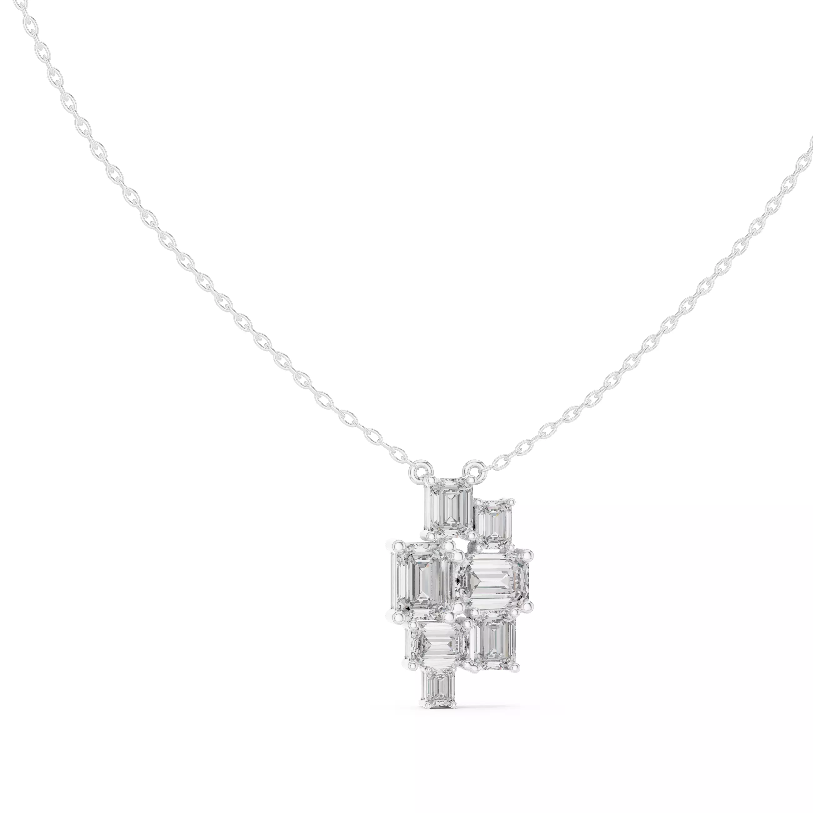 Emerald Cluster Solitaire Pendant 3dm stl renders Animation 3D print model_6