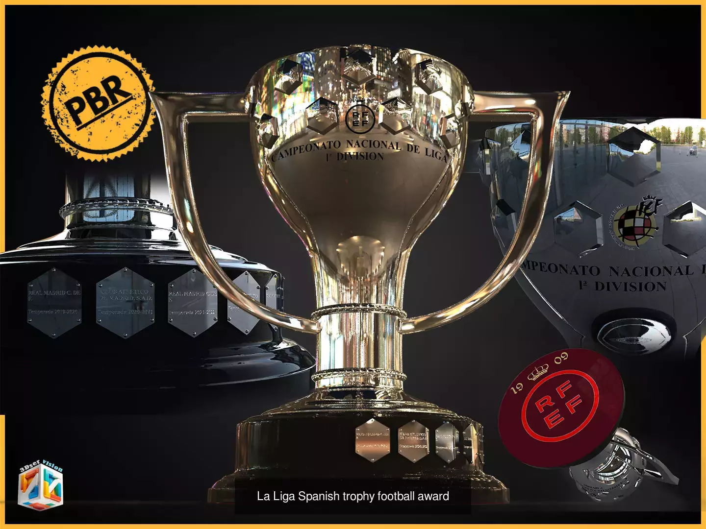 Top 5 Football Leagues Trophies Bundle 3D Model Collection_6
