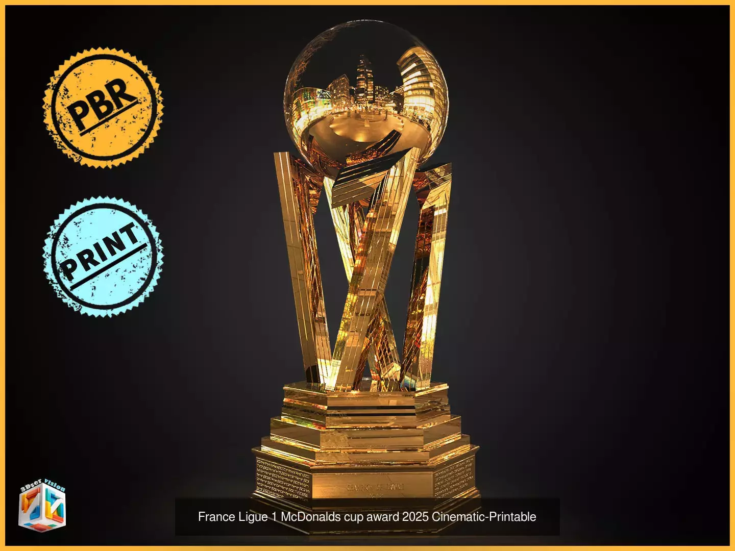 Top 5 Football Leagues Trophies Bundle 3D Model Collection_4
