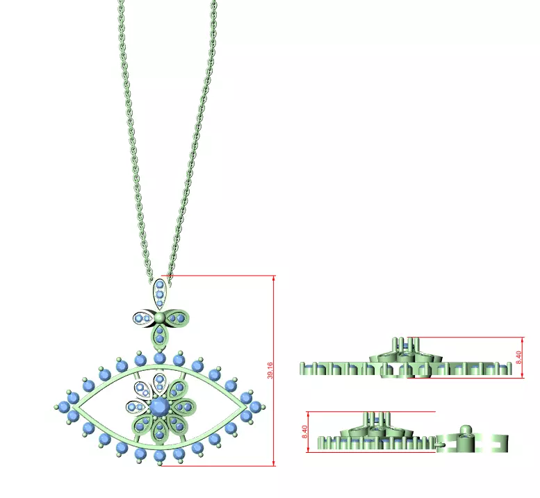 Flower Evil Eye Diamond Pendant 3dm stl renders Animation Videos 3D print model_1