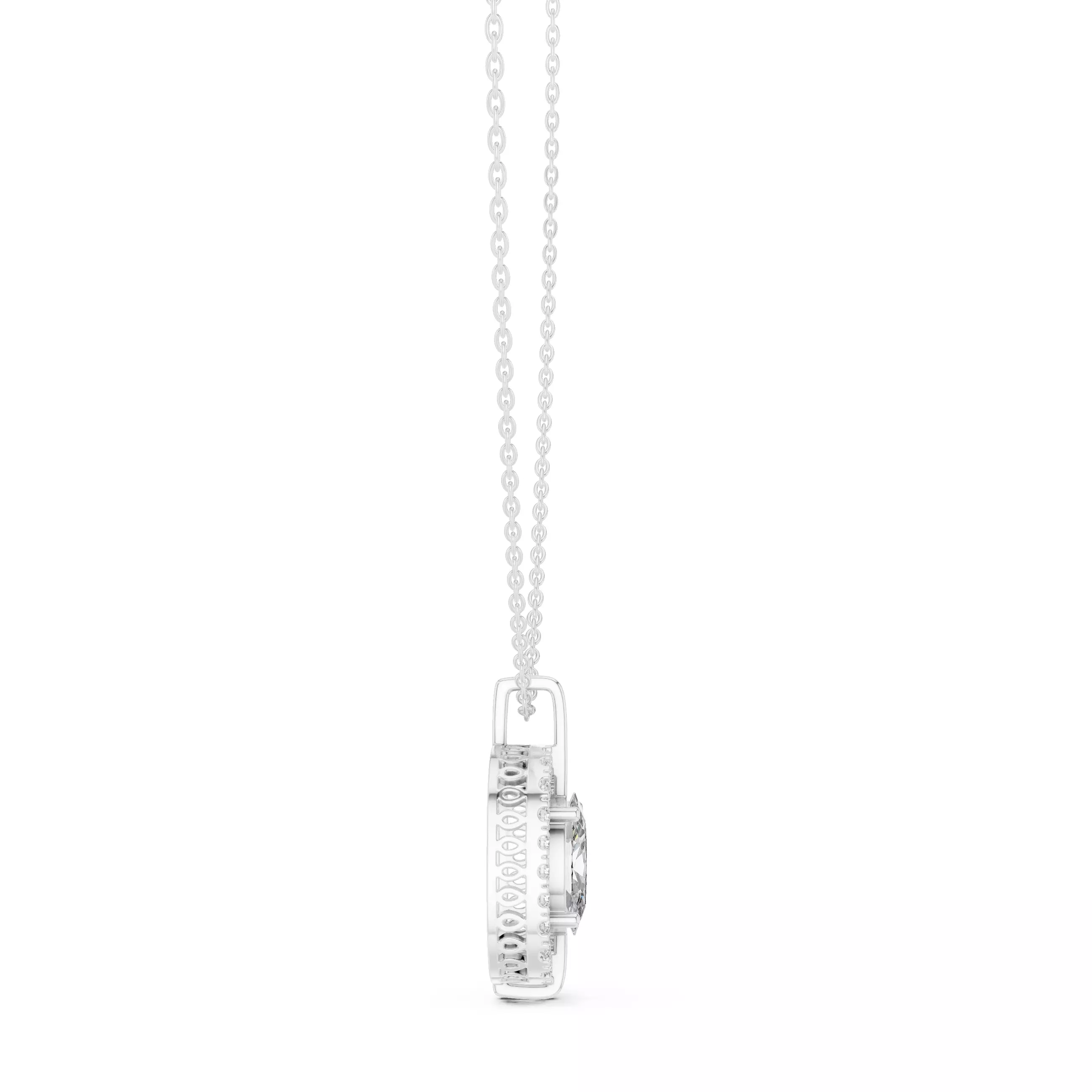 Oval Halo Solitaire Pendant 3dm stl renders Animation Videos 3D print model_8