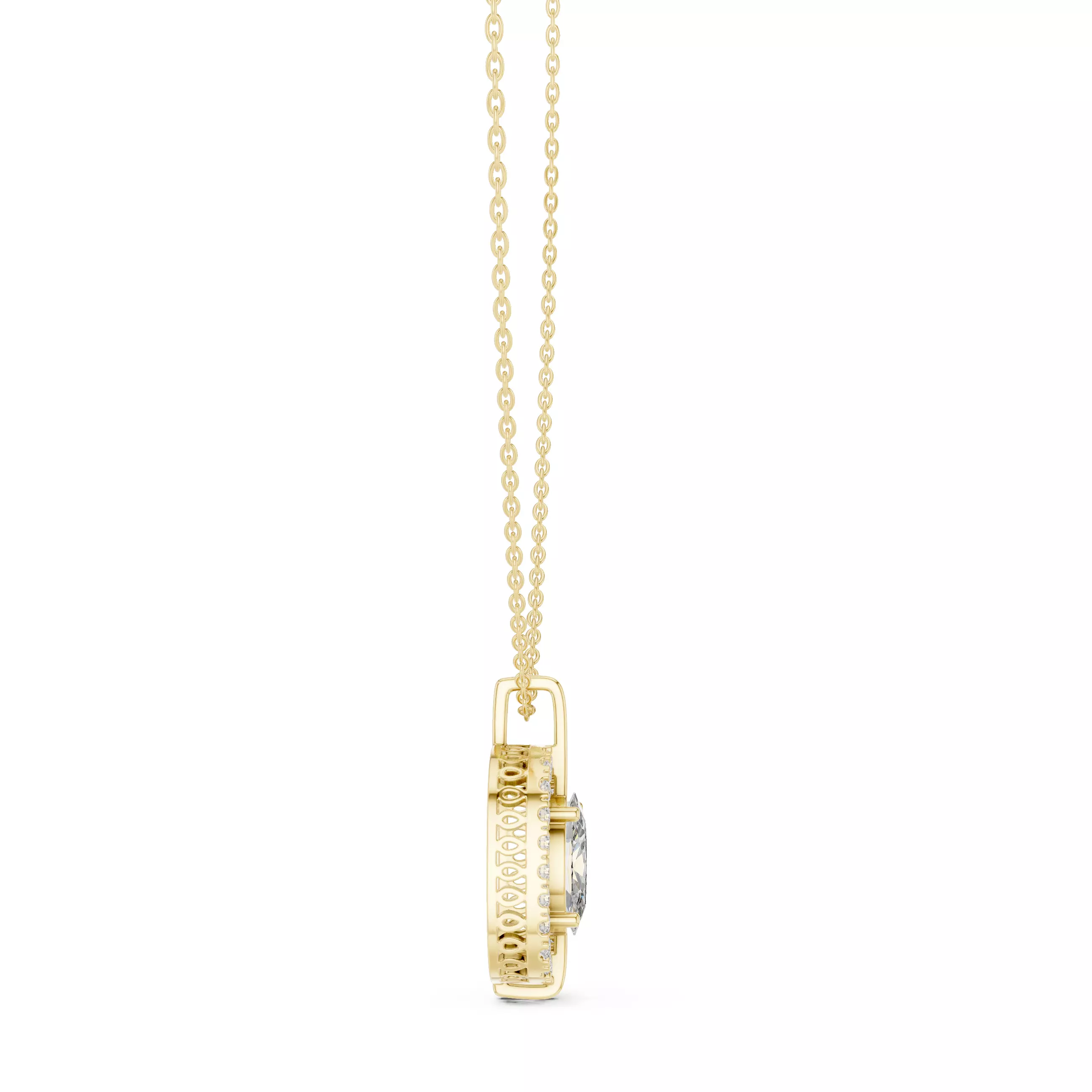 Oval Halo Solitaire Pendant 3dm stl renders Animation Videos 3D print model_12