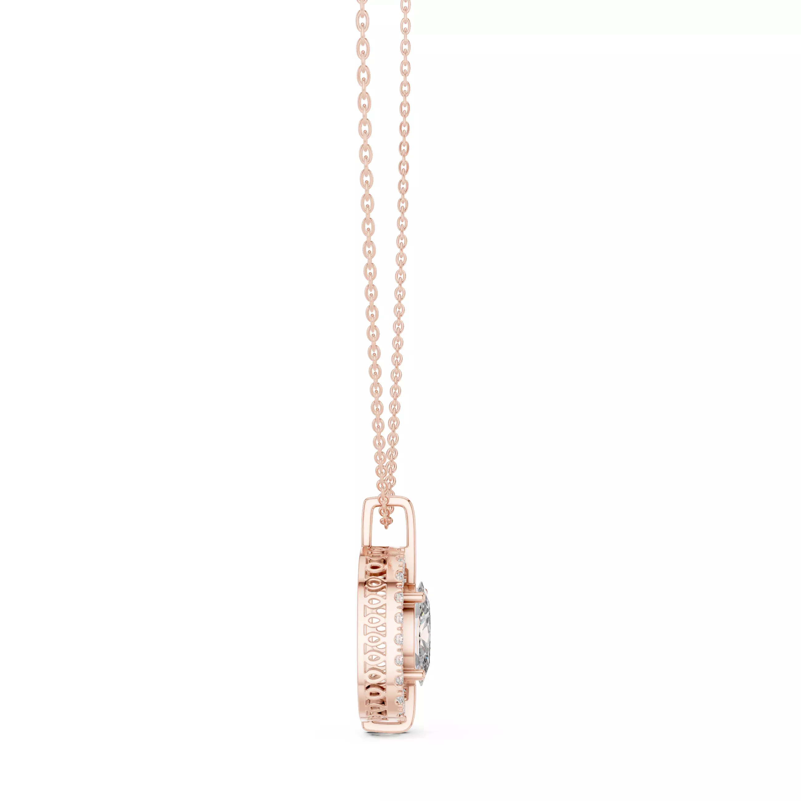 Oval Halo Solitaire Pendant 3dm stl renders Animation Videos 3D print model_4