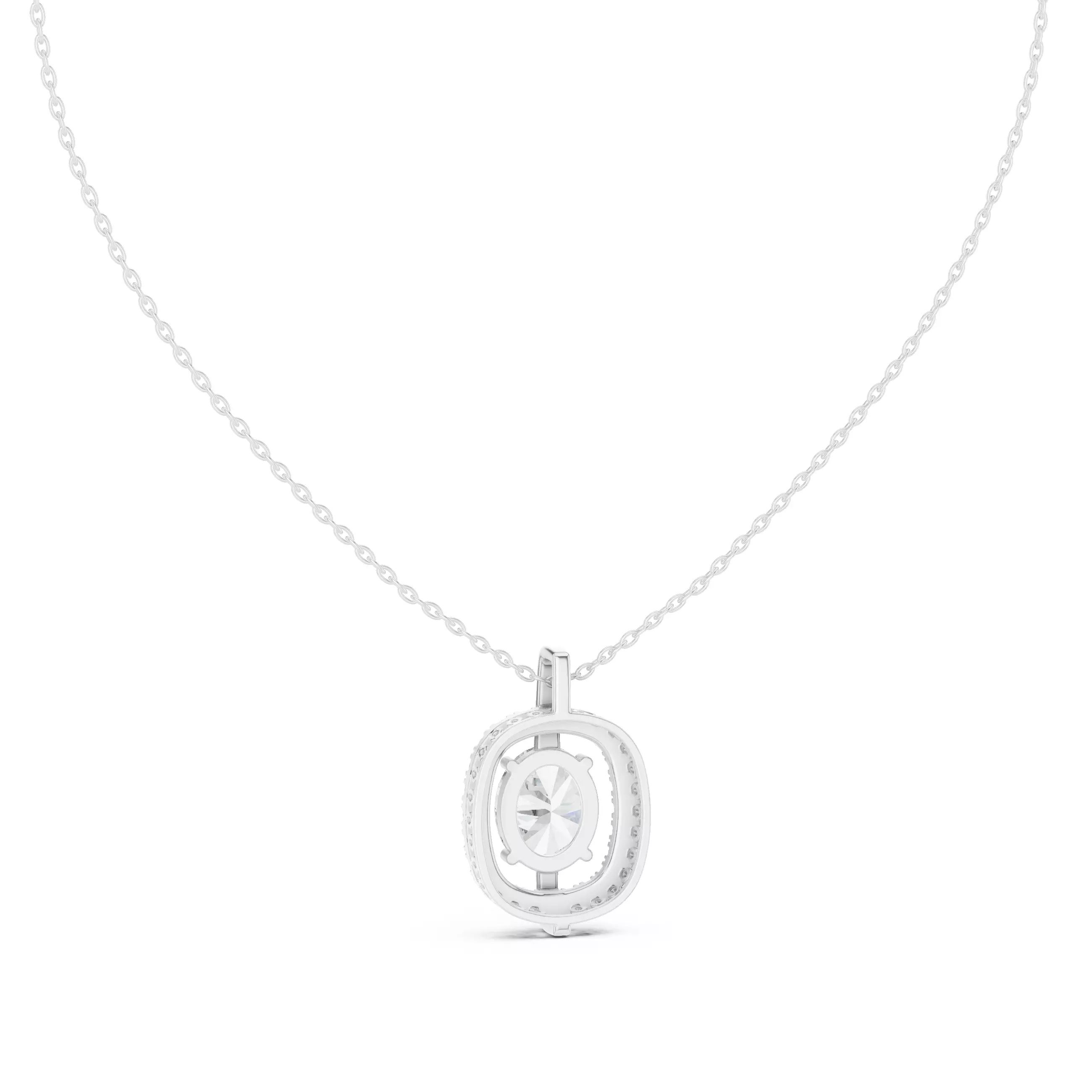 Oval Halo Solitaire Pendant 3dm stl renders Animation Videos 3D print model_9