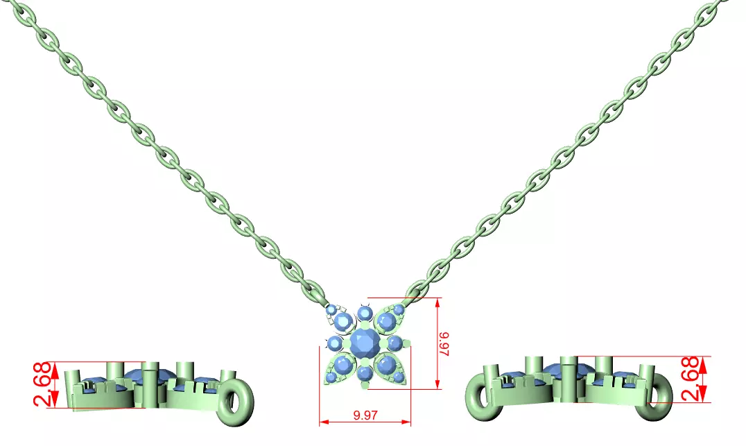 Round Flower Solitaire Pendant 3dm stl renders Animation Videos 3D print model_1