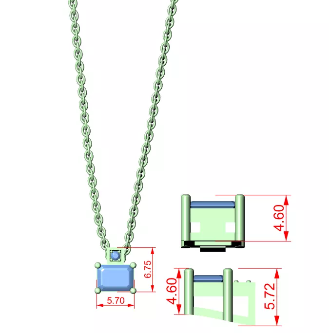 Emerald Solitaire Pendant 3dm stl renders Animation Videos  3D print model_1