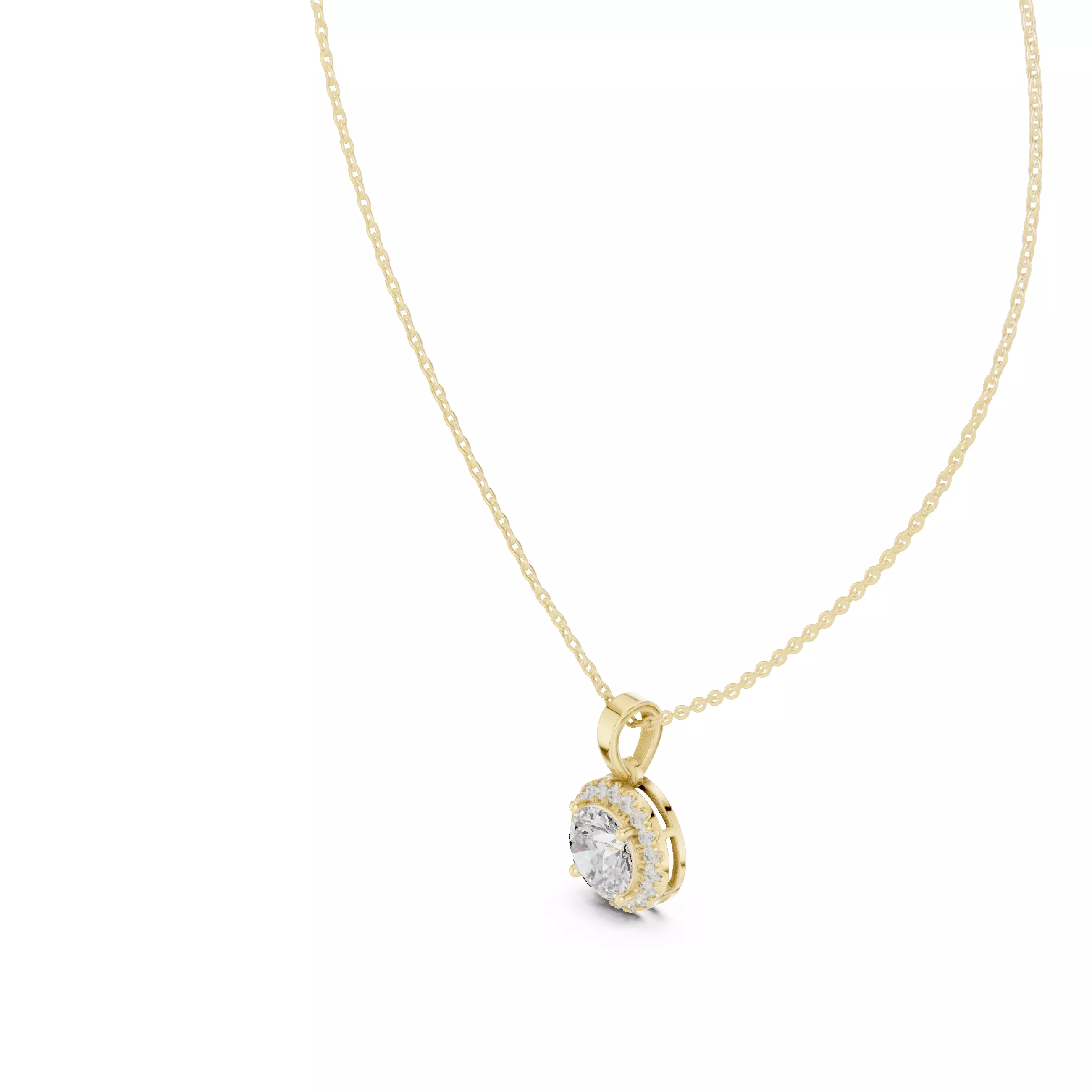 Round Halo Solitaire Pendant 3dm stl renders Animation Videos  3D print model_11