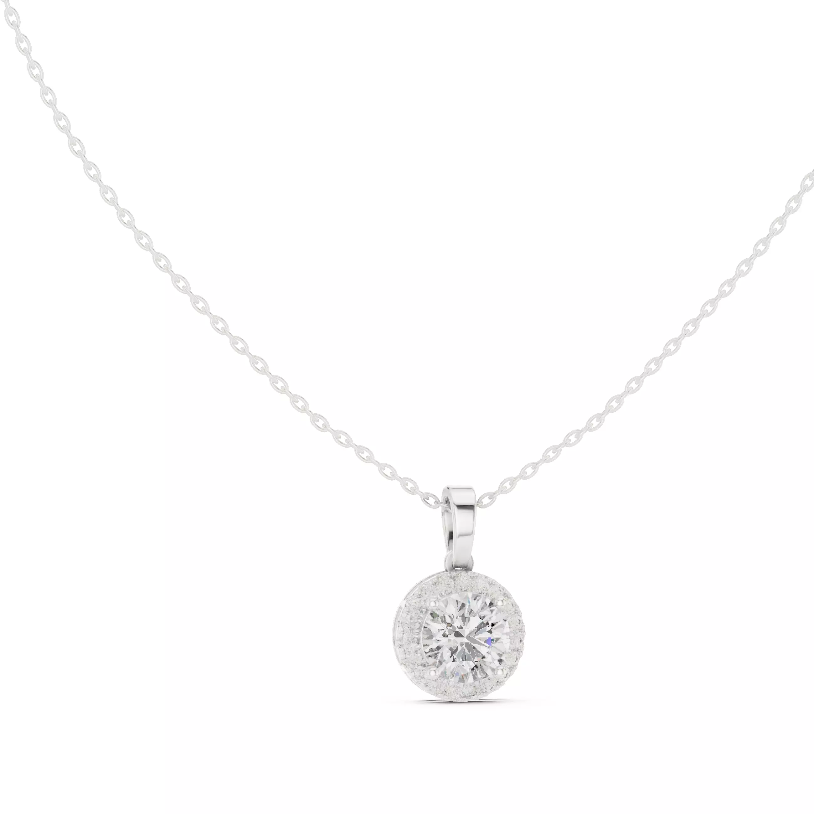 Round Halo Solitaire Pendant 3dm stl renders Animation Videos  3D print model_6