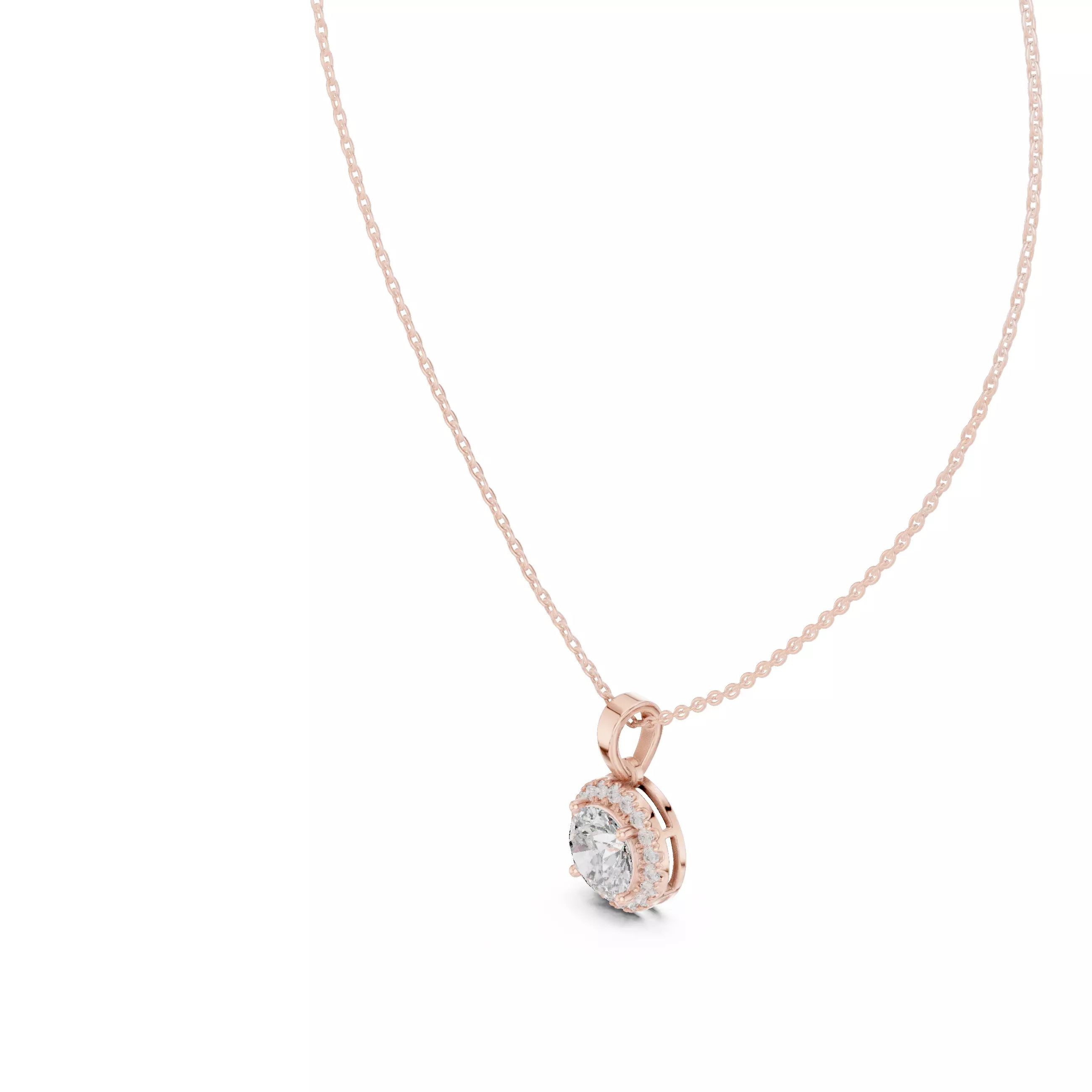 Round Halo Solitaire Pendant 3dm stl renders Animation Videos  3D print model_3